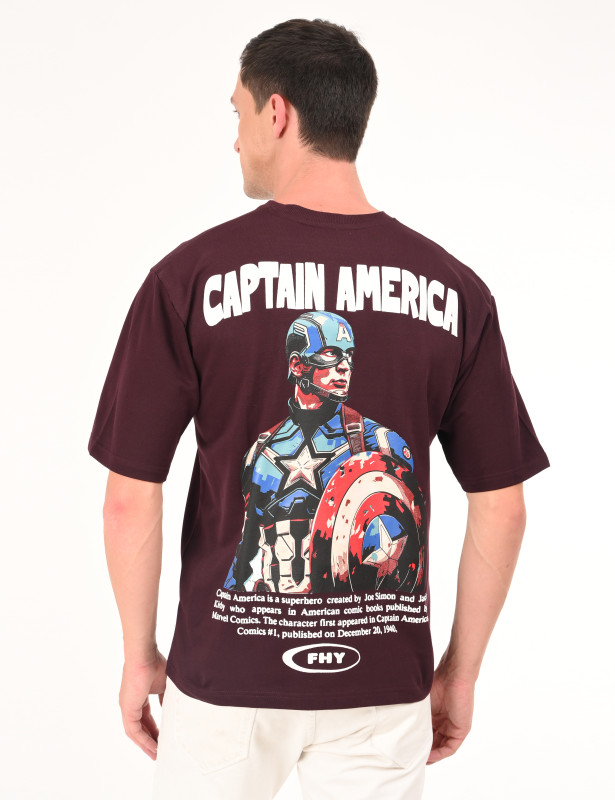 Men's Captain America Graphic Oversized T-Shirt