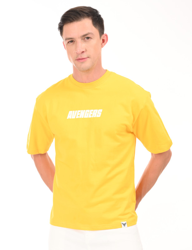 Yellow Avengers Graphic Cotton T-Shirt for Men