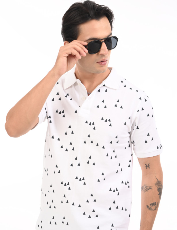 Men's All Over Geometric Print Polo T-Shirt